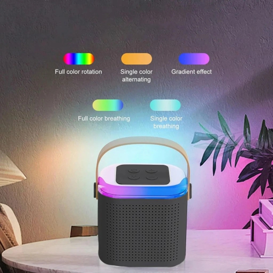 Wireless Speaker Microphone Set, RGB Light Support Memory Card PortableKaraoke Machine Perfect for Travel TV