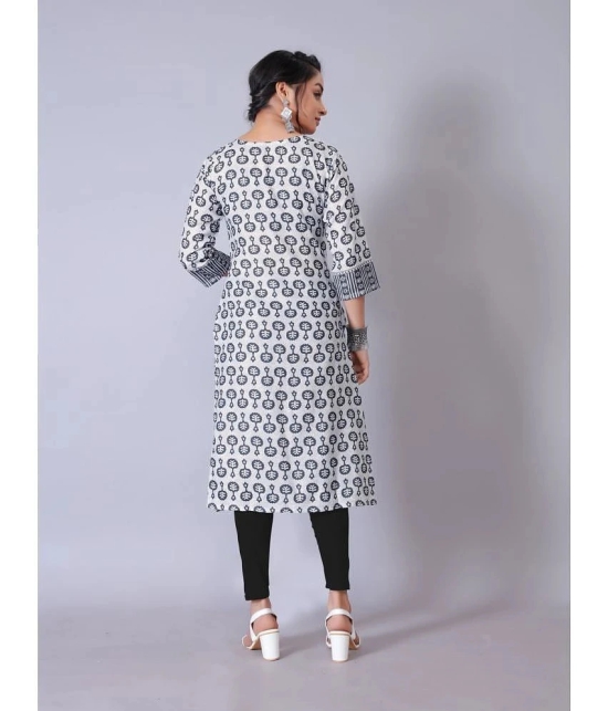 RIAANA Cotton Blend Printed Straight Womens Kurti - White ( Pack of 1 ) - None