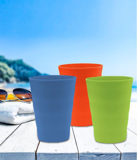 HOMETALES Plastic Wavy Tumblers Pack of 6, Multicolor, 350ml Each