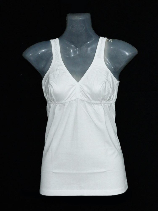 WOMEN CAMISOLE WITH LACE STRAPS-80 / WHITE / COTTON