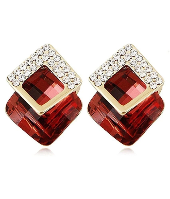 YouBella Stylish Party Wear Jewellery Gold Plated Studs Earrings for Women (RED)(YBEAR_32071) - Red