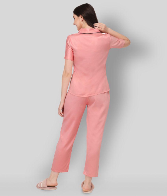 Smarty Pants - Peach Silk Womens Nightwear Nightsuit Sets ( Pack of 1 ) - M