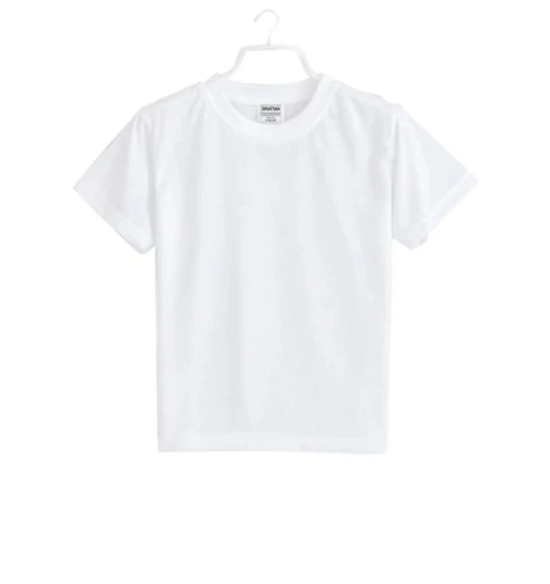 Boys Cotton Plain Half Sleeve TShirt (White) PID41501