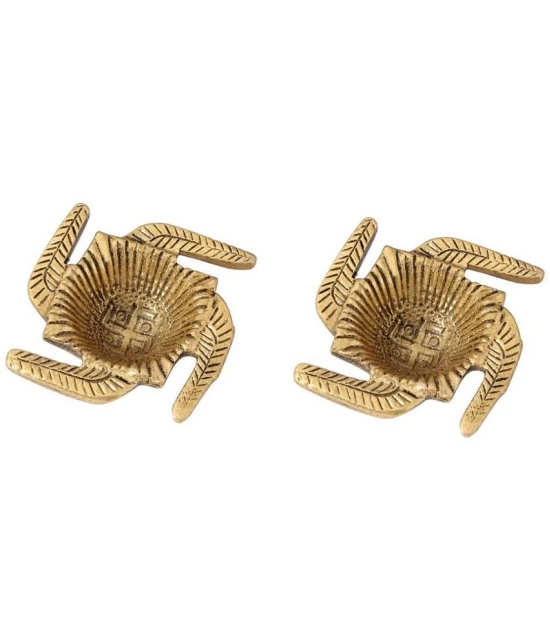 Green Tales - Om & Swastik Swastik Diya 2 Pcs 7 cm ( Pack of 2 )