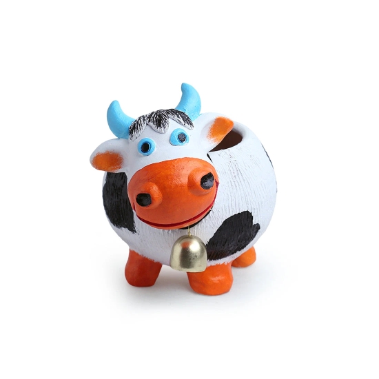 Playful Cow Handmade & Handpainted Terracotta Planter Pot (8 Inch)