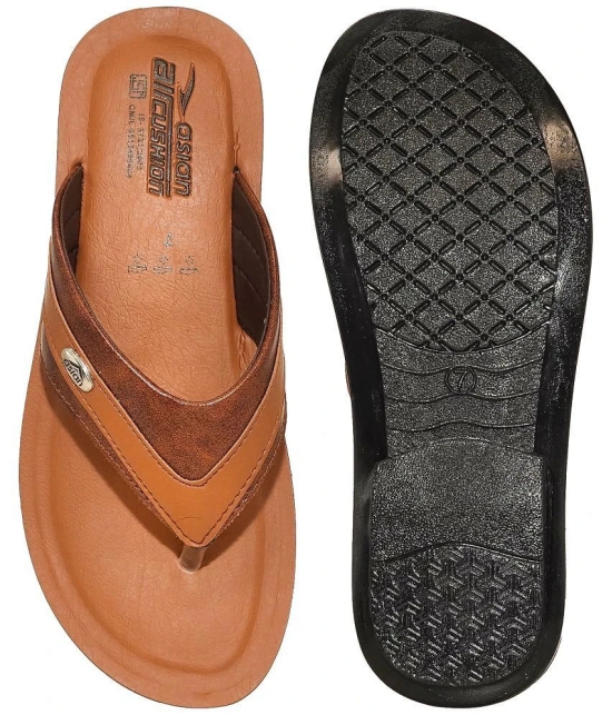 ASIAN Tan Mens Leather Slipper - None