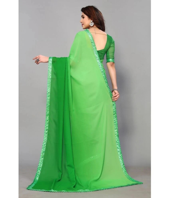 ANAND SAREES Georgette Dyed Saree With Blouse Piece - Green ( Pack of 1 ) - Green