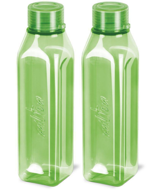 Milton Prime 1000 Pet Water Bottle, Set of 2, 1 Litre Each, Green - Green