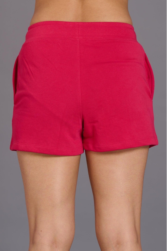 Sinner Printed Red Cotton Shorts for Women