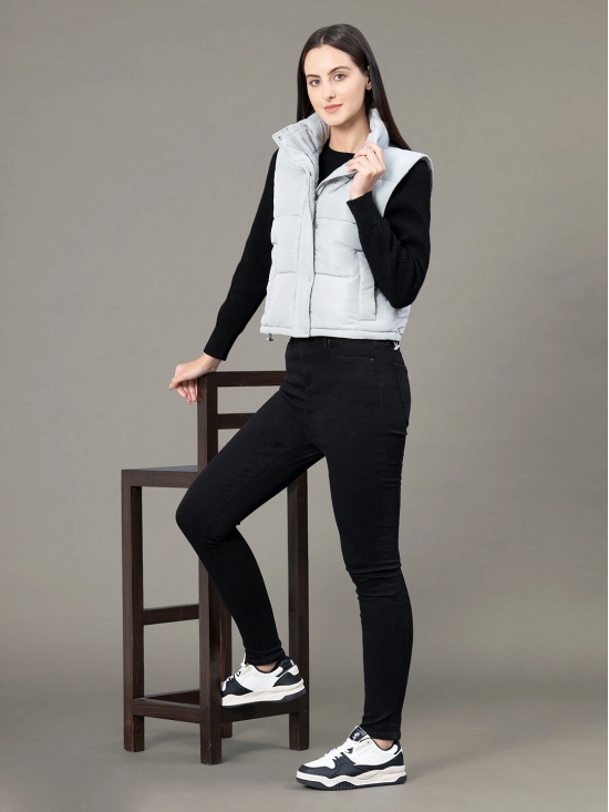 RedTape Stand Collar Sleeveless Jacket for Women |  Zipper & Button Closure | Everyday Comfort