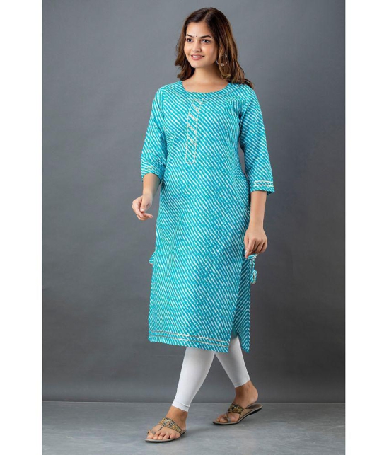 Lee Moda - Light Blue Cotton Womens Straight Kurti ( Pack of 1 ) - None