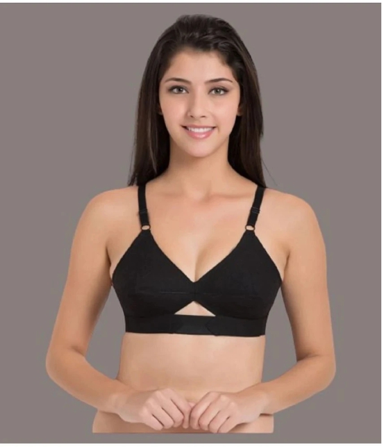 Zourt - Black Cotton Non Padded Womens Everyday Bra ( Pack of 4 ) - None