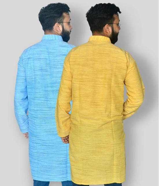 DESHBANDHU DBK - Multicolor Cotton Mens Regular Kurta ( Pack of 2 ) - None