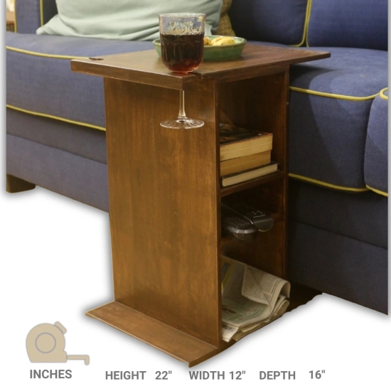 Couch Caddy Centre With Wine Glass Holder