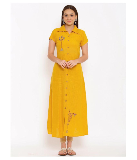 FabbibaPrints - Yellow Cotton Women's Flared Kurti ( ) - XXL