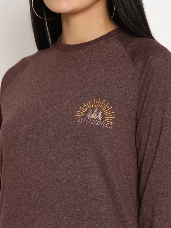 Women Wanderer Burgundy Solid Sweatshirt-L