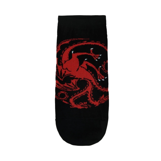 BALENZIA X GAME OF THRONES HOUSE TARGARYEN Ankle Length/Lowcut Socks for Men (Free Size) (Pack of 2 Pairs/1U)Black-Stretchable from 25 cm to 33 cm / 2 N / Black