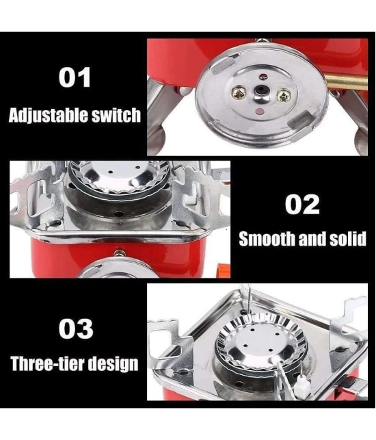 Camping Stainless Steel Gas Stove Ultra Light Folding Furnace Outdoor Metal Camping Gas Stove Picnic Cooking Gas Burners Folding Stove With Storage Bag