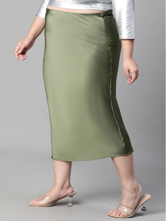 Oxolloxo Plus Size Satin Pencil Midi Skirts