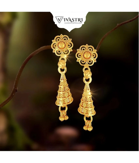 VIVASTRI Golden Drop Earrings ( Pack of 1 ) - Golden