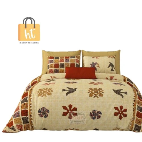 Bedsheet Adda-Super Mega King Size  King Size(108*108 in)-Pure Cotton Sanganeri Printed Jaipuri  Double Bedsheet With 2 Matching Pillow Covers-RJ-14-03-(108*108)-HT8104