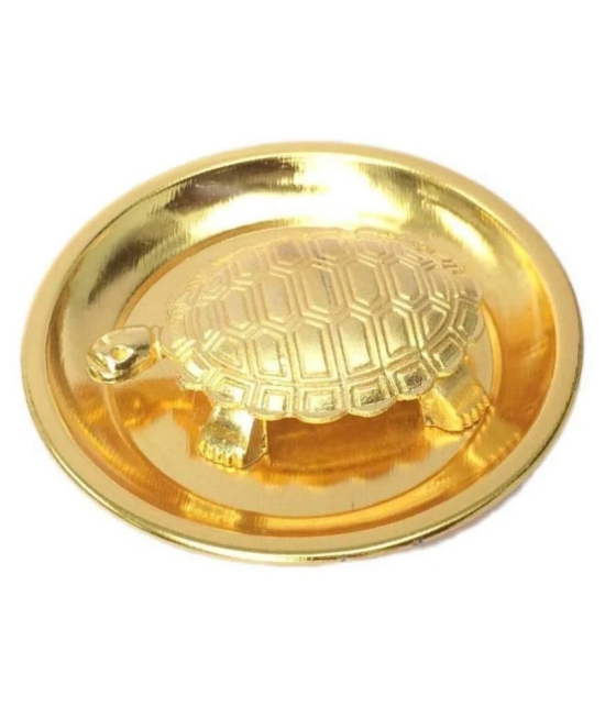 Vaastu/Fengshui Tortoise/Turtle for Good Luck with Plate-Brass ,Standard,Golden Vastu Feng Shui Golden Metal Turtle Tortoise