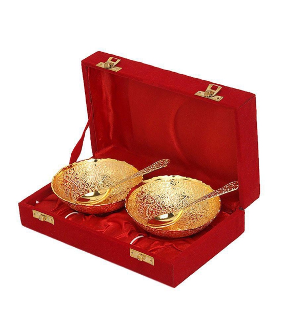 Rajrang Fancy Gold Plated Bowl with Spoon- Pack of 2