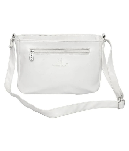 Leather Land - White Artificial Leather Sling Bag - White