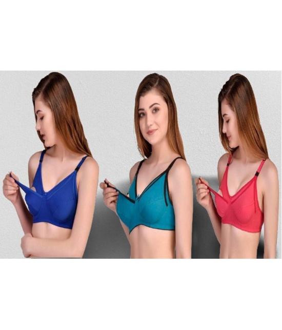 Zourt - Multicolor Cotton Solid Women's Maternity Bra ( Pack of 3 ) - 44B