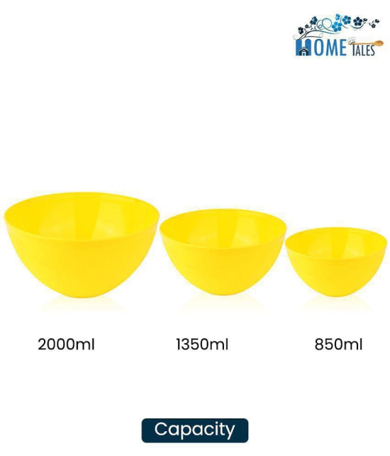 HOMETALES Plastic Mixing Bowl 3 Pc - Yellow