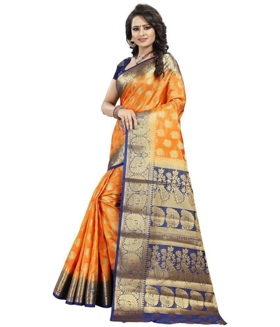 fab woven - Multicolor Cotton Blend Saree With Blouse Piece ( Pack of 1 ) - Multicolour