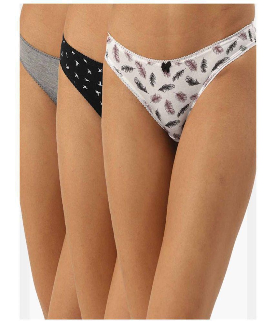 Leading Lady - Multicolor Cotton Printed Womens Thongs ( Pack of 3 ) - L