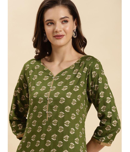 Rangita Women Green Rayon Printed Knee Length Straight Kurti - None