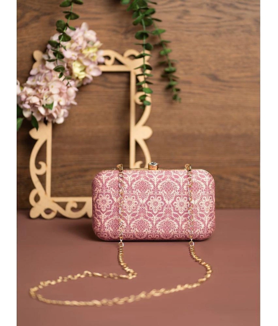 Zouk - Pink Jute Box Clutch - Pink