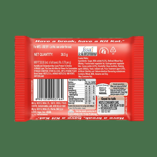 Nestle Kitkat Fingers Chocolate, 38.5 Gms