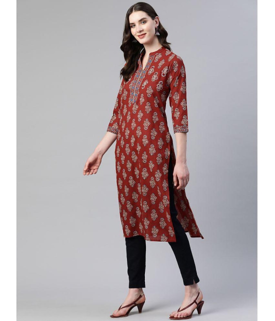 Vbuyz - Maroon Cotton Women's Straight Kurti ( Pack of 1 ) - None