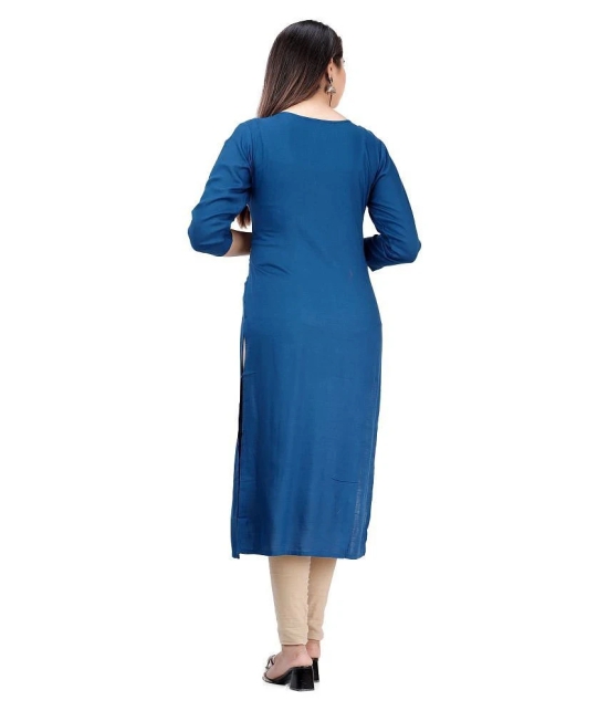 HIGHLIGHT FASHION EXPORT - Blue Rayon Womens Straight Kurti - 6XL