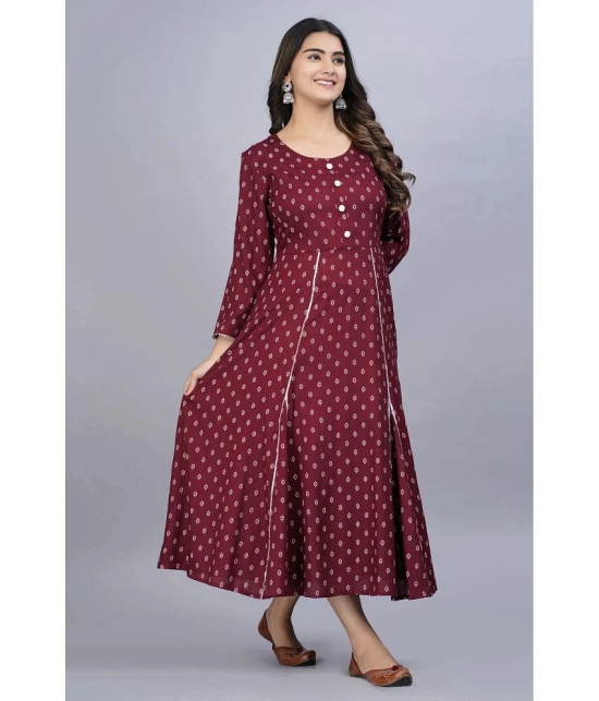 SIPET - Maroon Rayon Womens Anarkali Kurti ( Pack of 1 ) - None