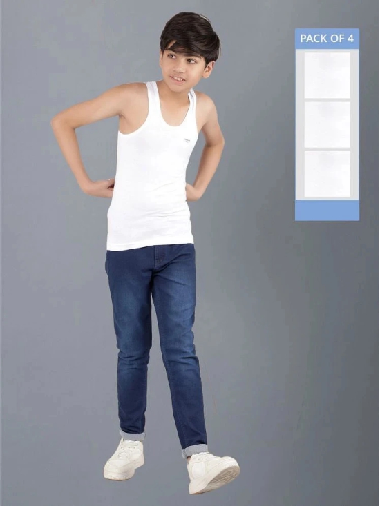 Pack of 4 Dollar Cotton Solid Boys Vest ( White ) MLHVE-01-K-WHT-PO4 - None