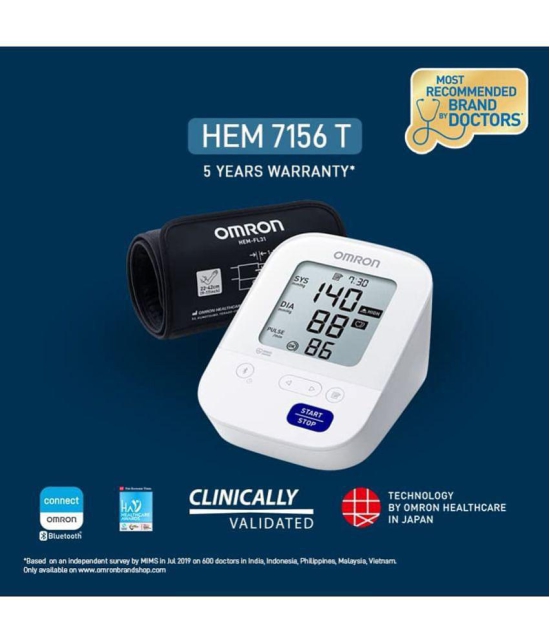 Omron HEM 7156-T Digital Blood Pressure Monitor with 360 Accuracy Intelli Wrap Cuff for All Arm Sizes Accurate Measurements and Bluetooth Connectivity