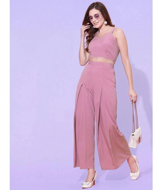 Selvia Pink Solid Palazzo Top Set - None