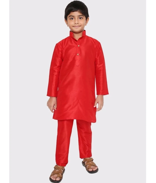 Maharaja - Red Silk Boys Kurta Sets ( Pack of 1 ) - None