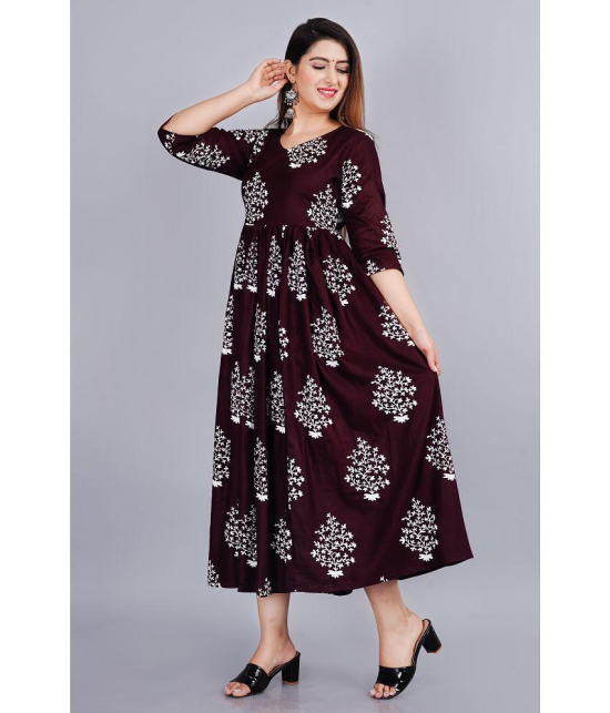 Smien - Wine Rayon Women's Anarkali Kurti ( Pack of 1 ) - None