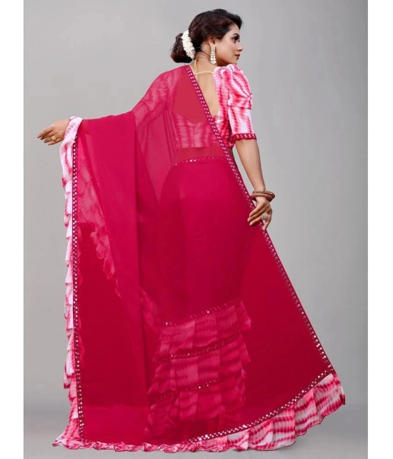 Apnisha Georgette Embellished Saree With Blouse Piece - Pink ( Pack of 1 ) - Pink