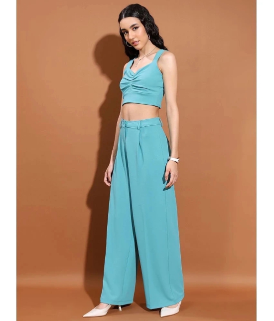 Ketch Sea Green Solid Pant Top Set - None