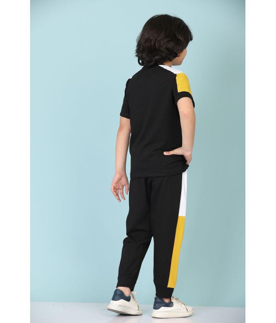 Rydho - Black Cotton Boys T-Shirt & Trackpants ( Pack of 1 ) - None