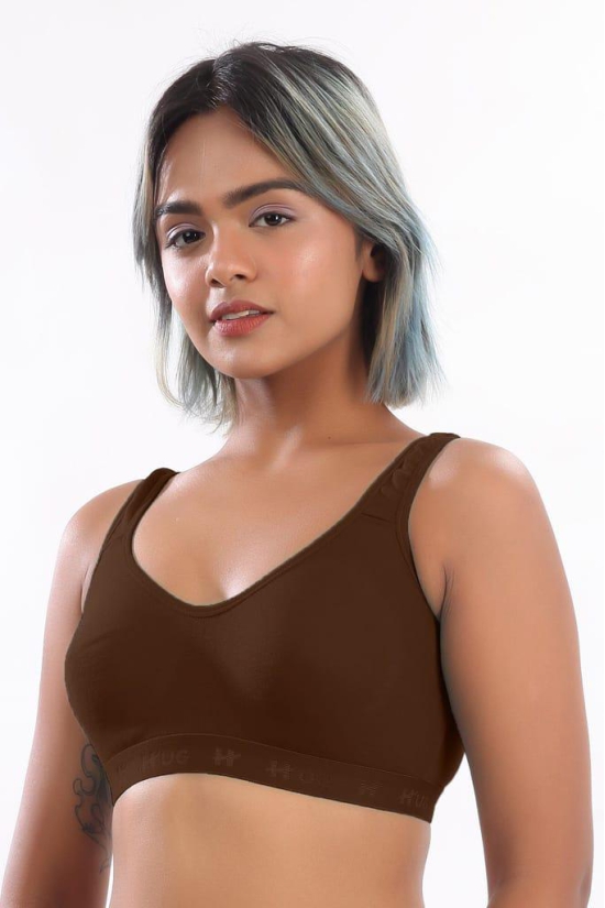 Women Hug Sports Bra Coffee Brown