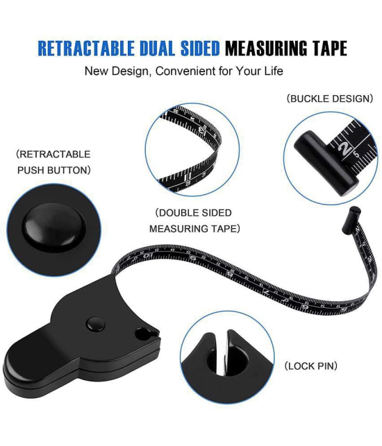 Automatic Telescopic Body Measuring Tape 60 inch(150cm),Lock Pin & Push Button Retract,Self-Tightening Body Measure,Retractable Accurate Waist Measuring Tape (Black)