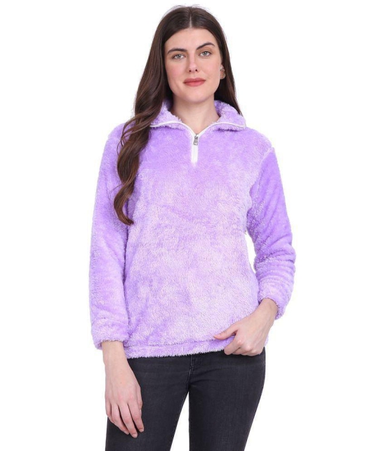 PPTHEFASHIONHUB Faux Fur Womens Non Hooded Sweatshirt ( Purple ) - None