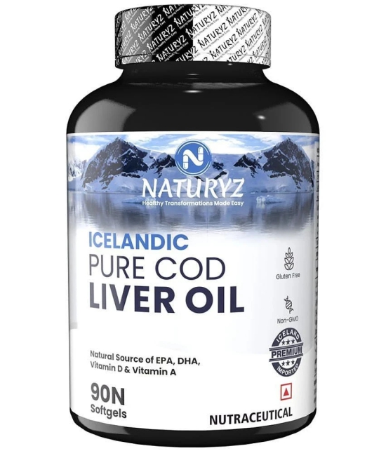 NATURYZ Icelandic COD Liver Fish Oil Capsules with Natural Omega 3 & Vitamins (A & D) - 90 softgels